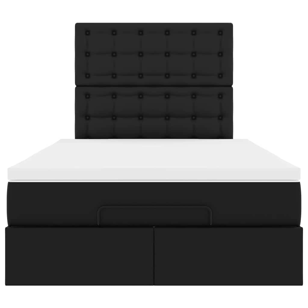 Struttura Letto Pouf con Materasso Nero 120x200 cm Similpelle | homemem39