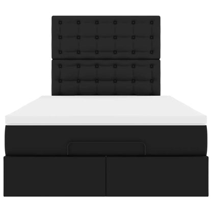 Struttura Letto Pouf con Materasso Nero 120x200 cm Similpelle | homemem39