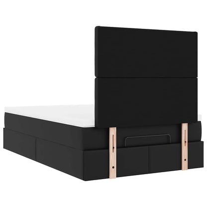 Struttura Letto Pouf con Materasso Nero 120x200 cm Similpelle | homemem39
