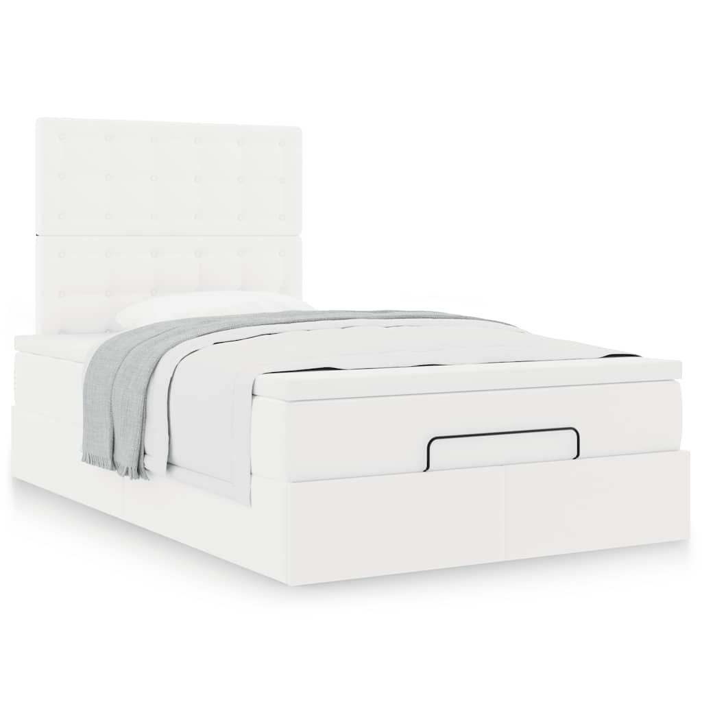 Struttura Letto Pouf con Materasso Bianco 120x200 cm Similpelle | homemem39