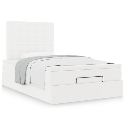 Struttura Letto Pouf con Materasso Bianco 120x200 cm Similpelle | homemem39