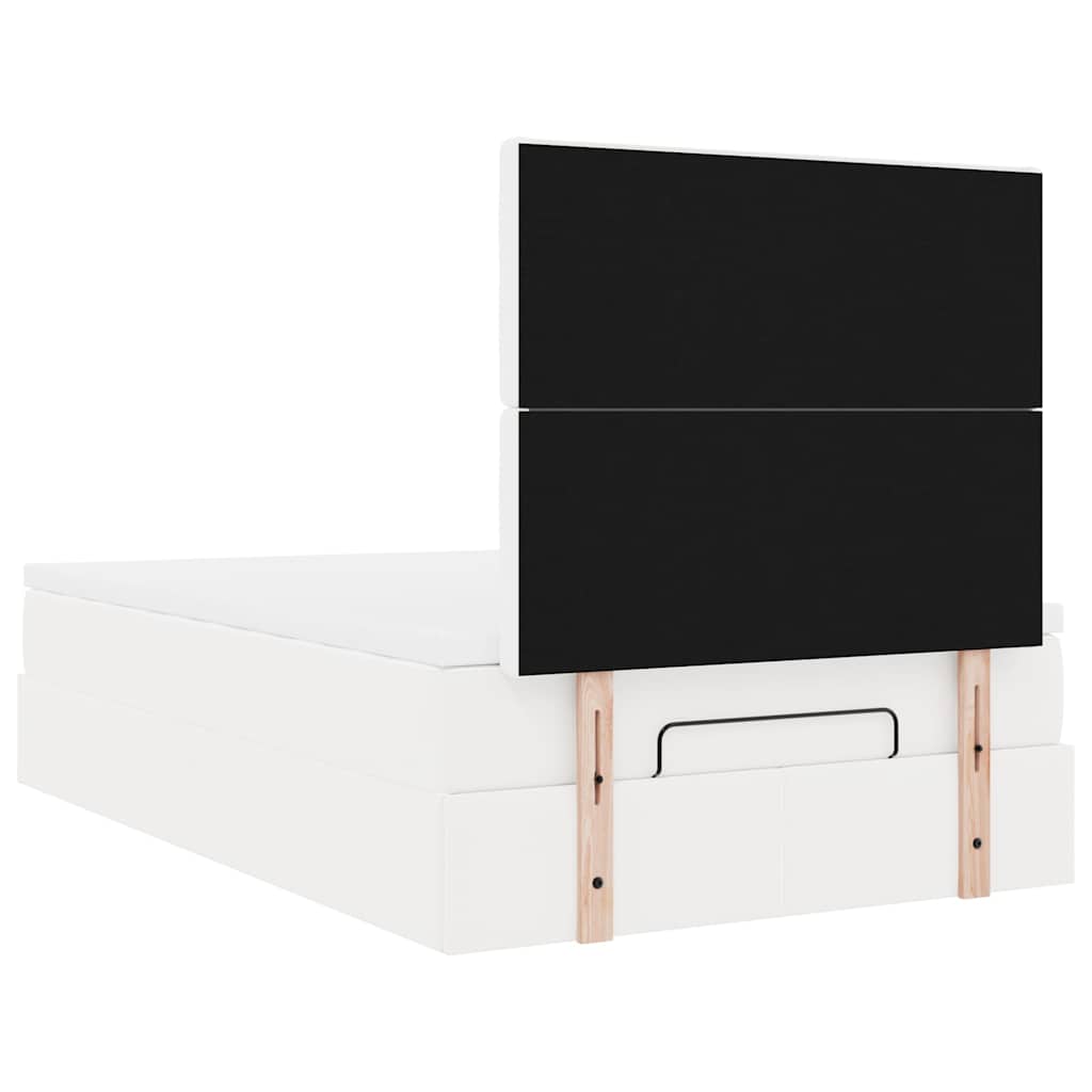 Struttura Letto Pouf con Materasso Bianco 120x200 cm Similpelle | homemem39