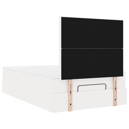 Struttura Letto Pouf con Materasso Bianco 120x200 cm Similpelle | homemem39