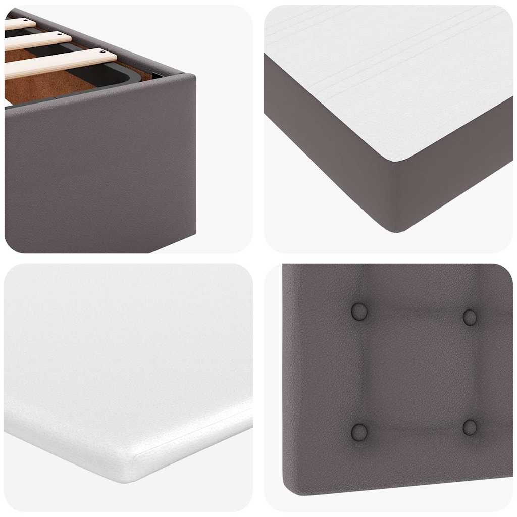 Struttura Letto Pouf con Materasso Grigio 140x190 cm Similpelle