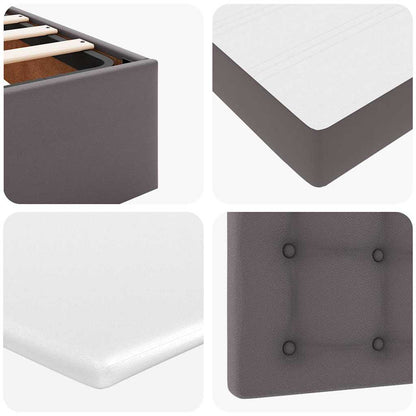 Struttura Letto Pouf con Materasso Grigio 140x190 cm Similpelle