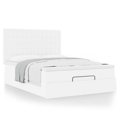 Struttura Letto Pouf con Materasso Bianco 140x200 cm Similpelle | homemem39