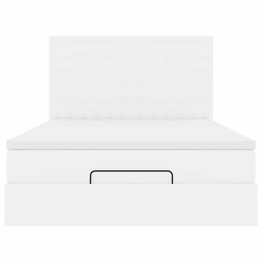 Struttura Letto Pouf con Materasso Bianco 140x200 cm Similpelle | homemem39