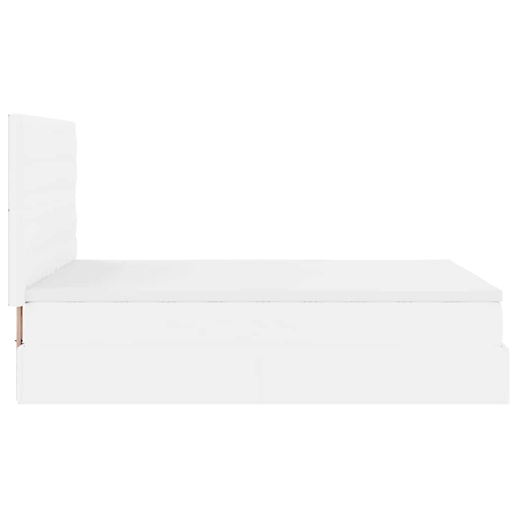 Struttura Letto Pouf con Materasso Bianco 140x200 cm Similpelle | homemem39