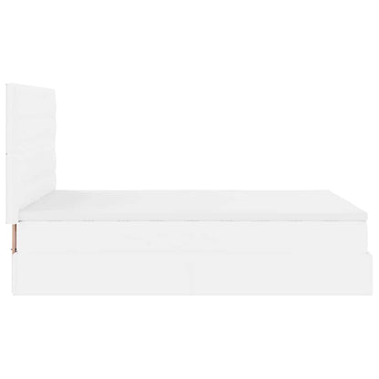 Struttura Letto Pouf con Materasso Bianco 140x200 cm Similpelle | homemem39