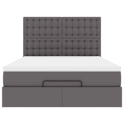 Struttura Letto Pouf con Materasso Grigio 140x200 cm Similpelle - homemem39