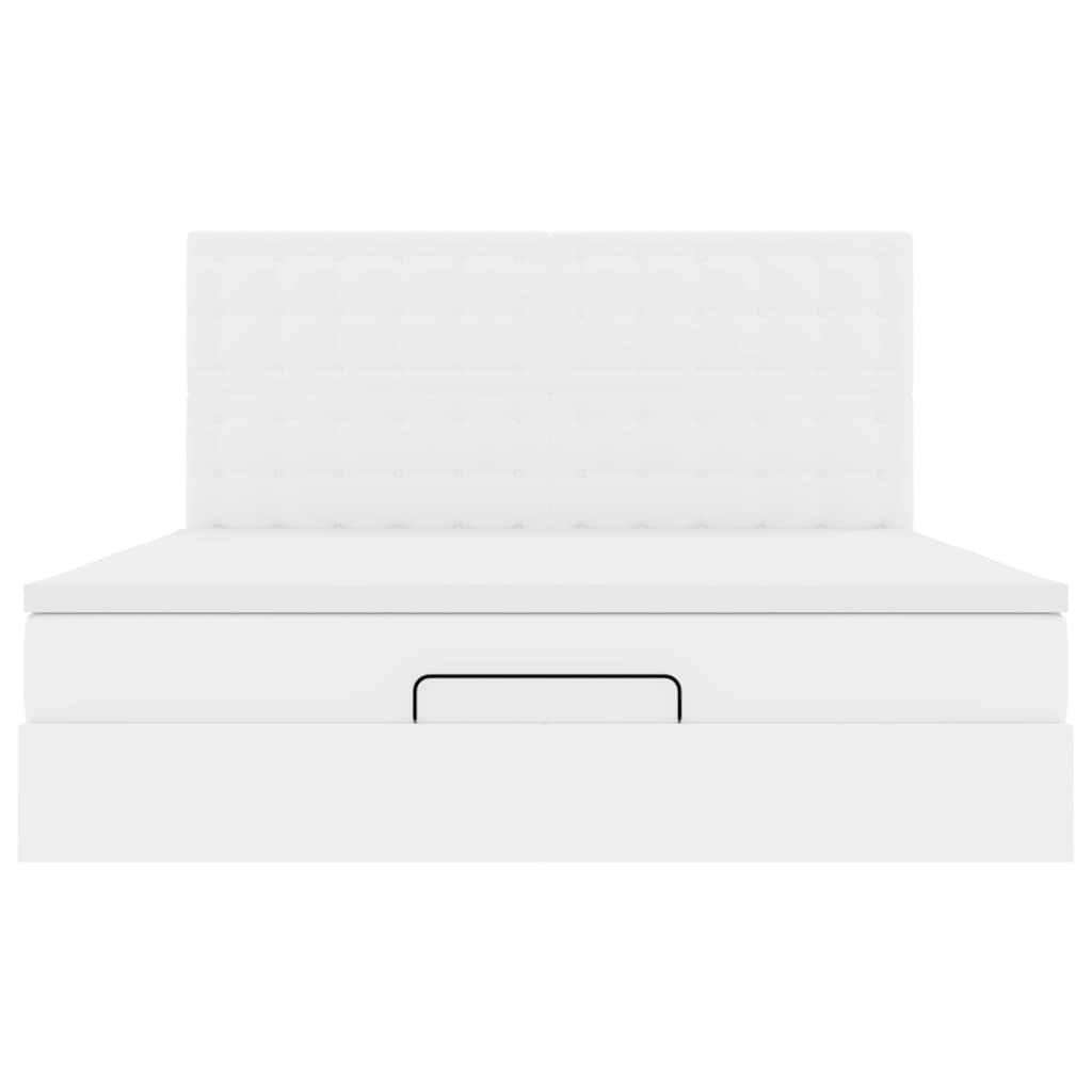 Struttura Letto Pouf con Materasso Bianco 160x200 cm Similpelle