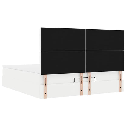 Struttura Letto Pouf con Materasso Bianco 160x200 cm Similpelle