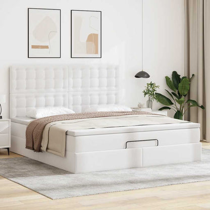 Struttura Letto Pouf con Materasso Bianco 180x200 cm Similpelle | homemem39