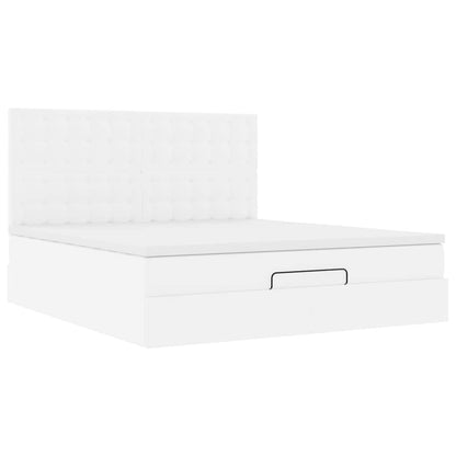 Struttura Letto Pouf con Materasso Bianco 180x200 cm Similpelle | homemem39