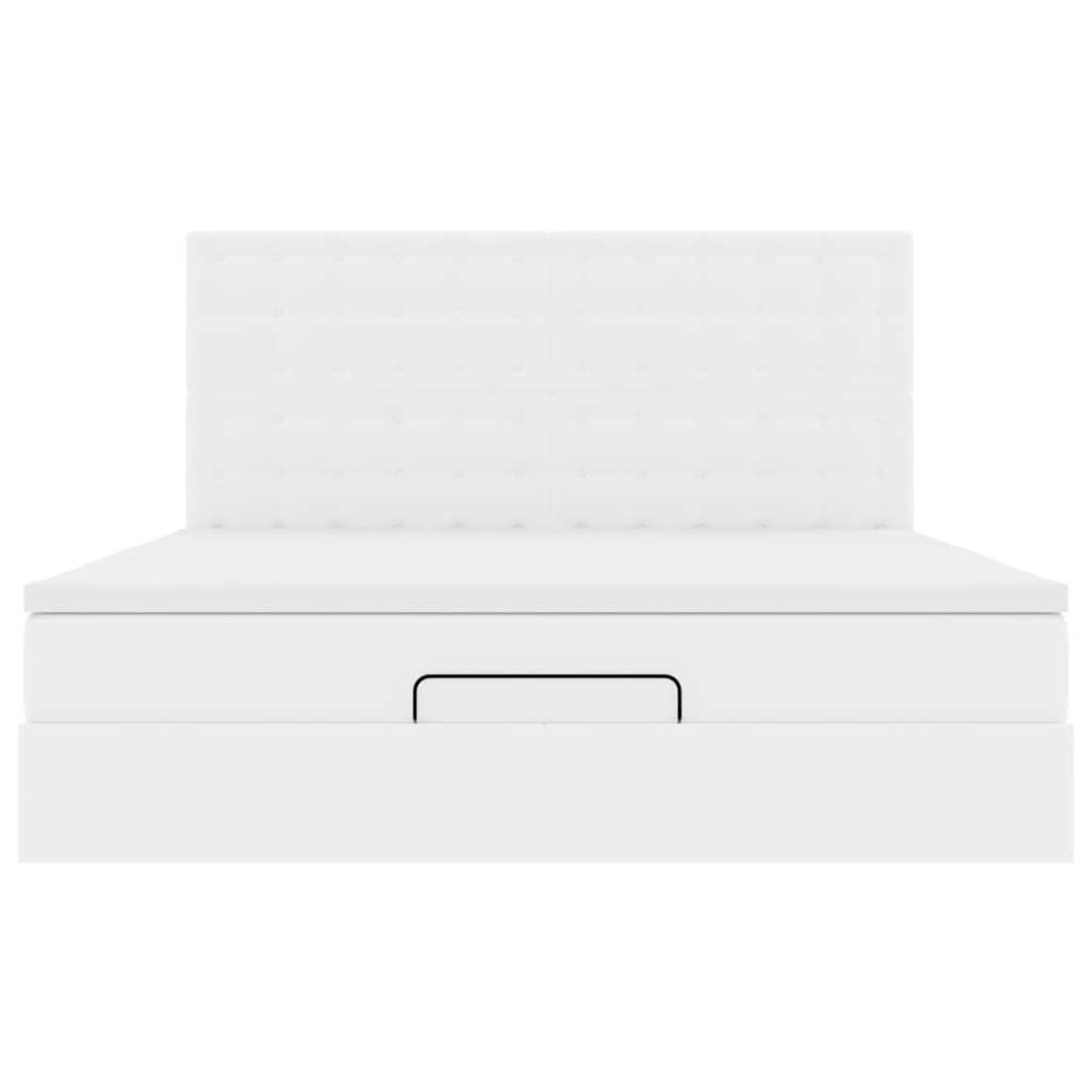 Struttura Letto Pouf con Materasso Bianco 180x200 cm Similpelle | homemem39