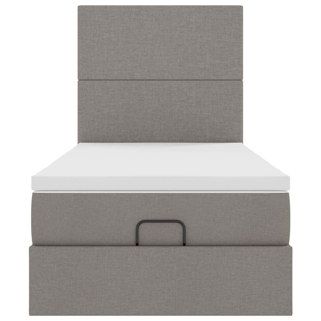 Struttura Letto Pouf con Materasso Tortora 80x200 cm in Tessuto