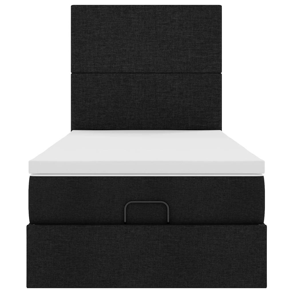 Struttura Letto Pouf con Materasso Nero 90x190 cm in Tessuto | homemem39