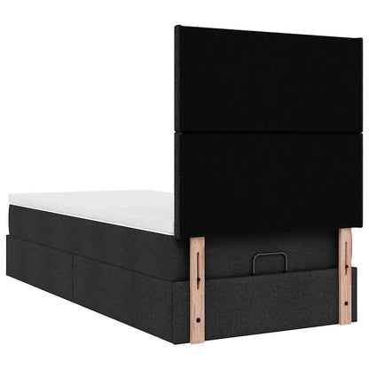 Struttura Letto Pouf con Materasso Nero 90x190 cm in Tessuto | homemem39