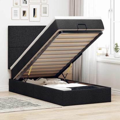 Struttura Letto Pouf con Materasso Nero 90x190 cm in Tessuto | homemem39