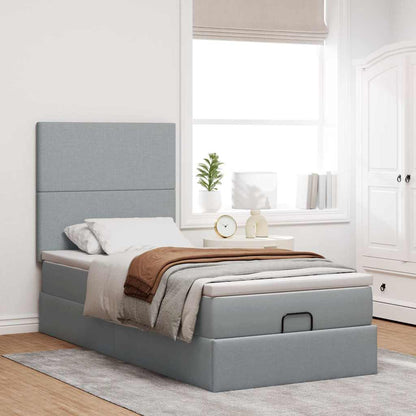 Pouf Letto con Materasso Grigio Chiaro 90x200 cm in Tessuto - homemem39