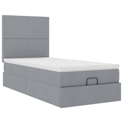 Pouf Letto con Materasso Grigio Chiaro 90x200 cm in Tessuto - homemem39