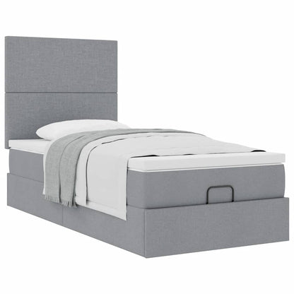Pouf Letto con Materasso Grigio Chiaro 90x200 cm in Tessuto - homemem39