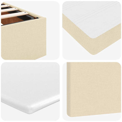 Pouf Letto con Materasso Crema 90x200 cm in Tessuto