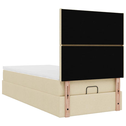 Pouf Letto con Materasso Crema 90x200 cm in Tessuto | homemem39