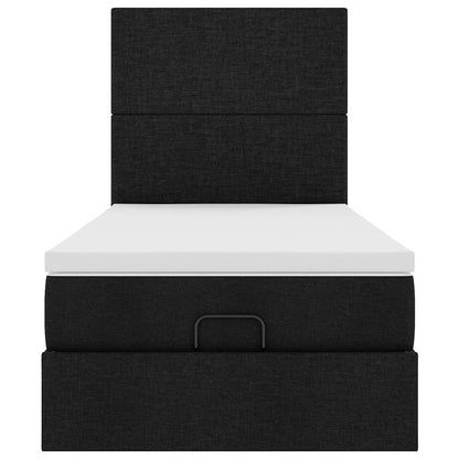 Pouf Letto con Materasso Nero 100x200 cm in Tessuto | homemem39