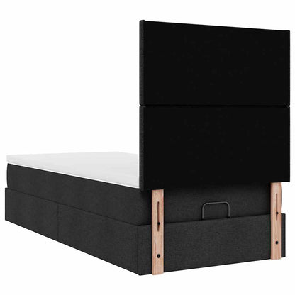 Pouf Letto con Materasso Nero 100x200 cm in Tessuto | homemem39