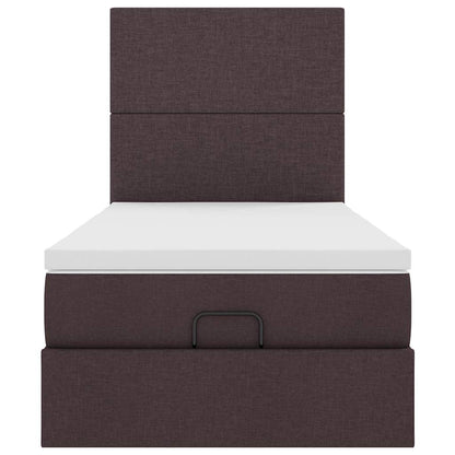Pouf Letto con Materasso Marrone Scuro 100x200 cm in Tessuto - homemem39