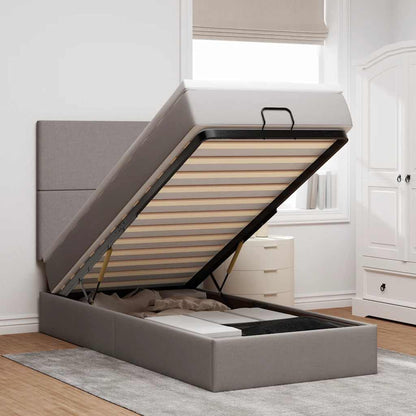 Pouf Letto con Materasso Tortora 100x200 cm in Tessuto