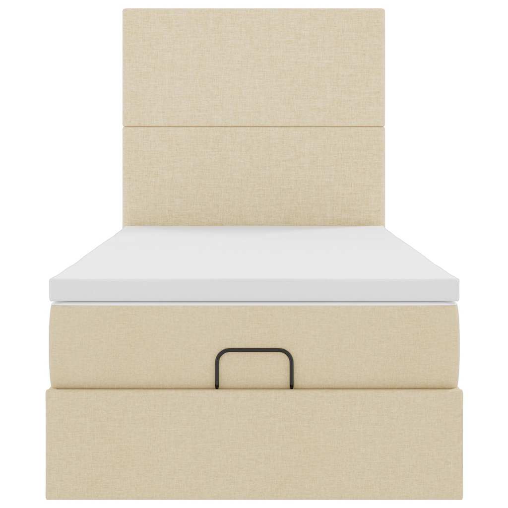 Pouf Letto con Materasso Crema 100x200 cm in Tessuto