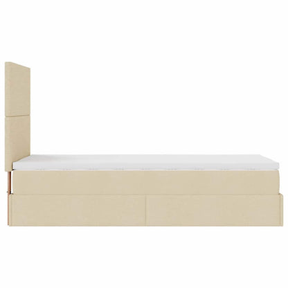 Pouf Letto con Materasso Crema 100x200 cm in Tessuto