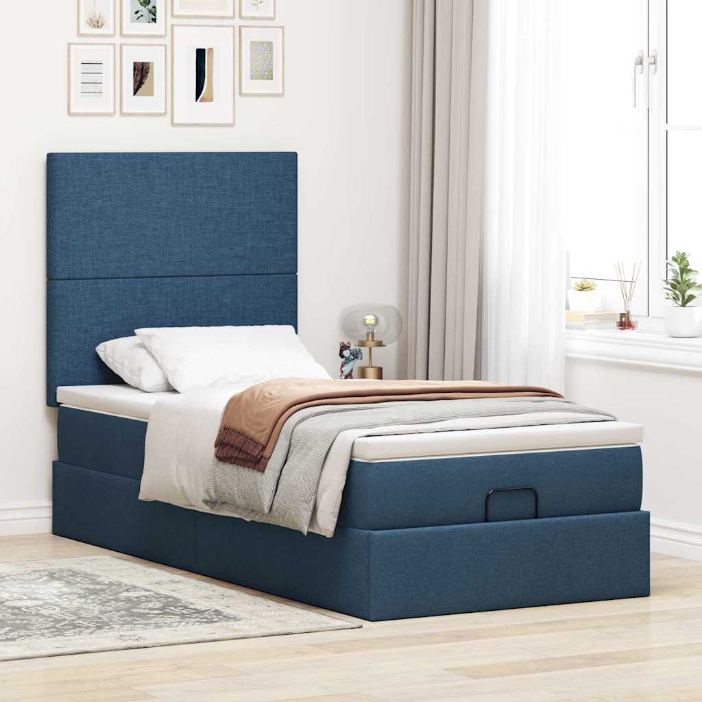 Pouf Letto con Materasso Blu 100x200 cm in Tessuto | homemem39