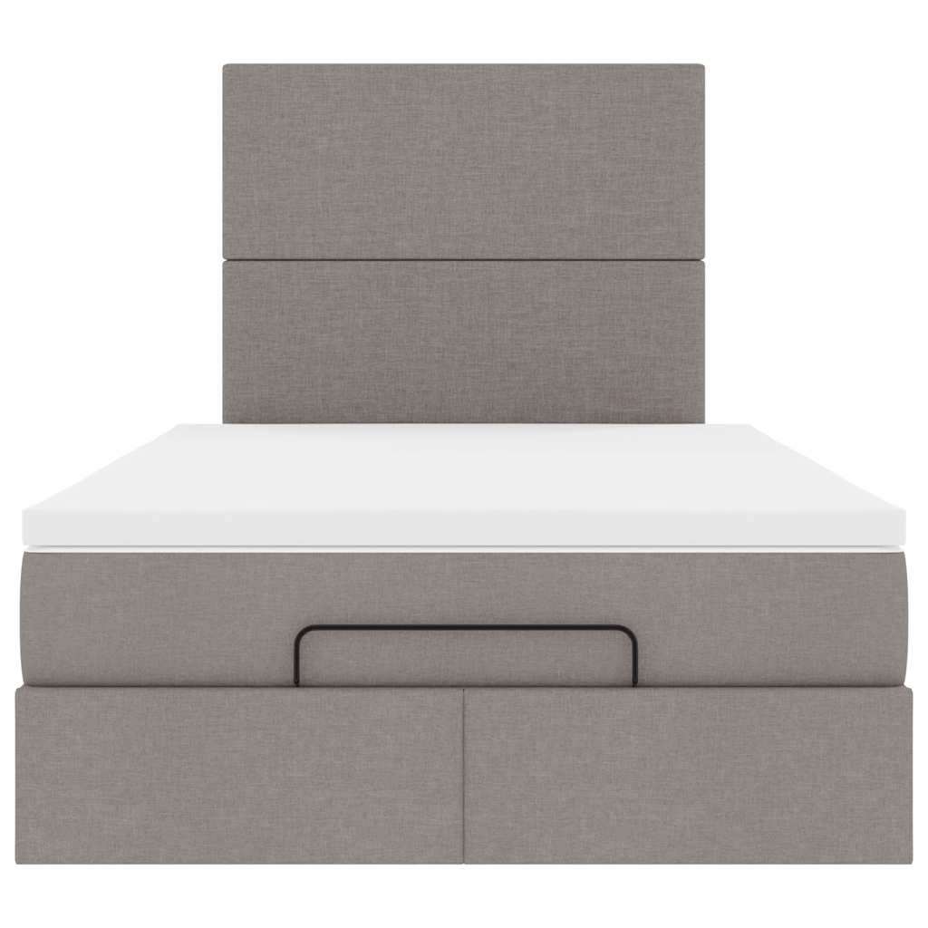 Struttura Letto Pouf con Materasso Tortora 120x190 cm Tessuto