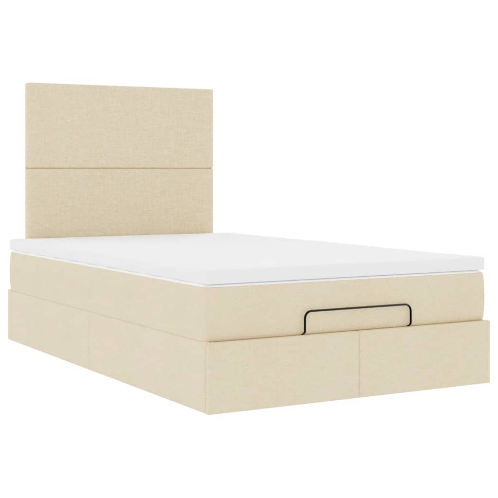 Struttura Letto Pouf con Materasso Crema 120x190 cm in Tessuto | homemem39