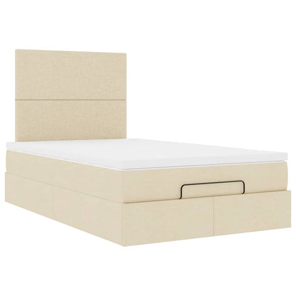 Struttura Letto Pouf con Materasso Crema 120x190 cm in Tessuto | homemem39