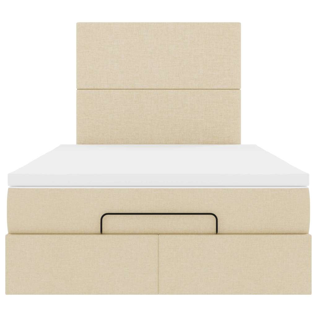 Struttura Letto Pouf con Materasso Crema 120x190 cm in Tessuto | homemem39