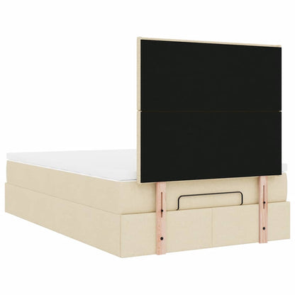 Struttura Letto Pouf con Materasso Crema 120x190 cm in Tessuto | homemem39
