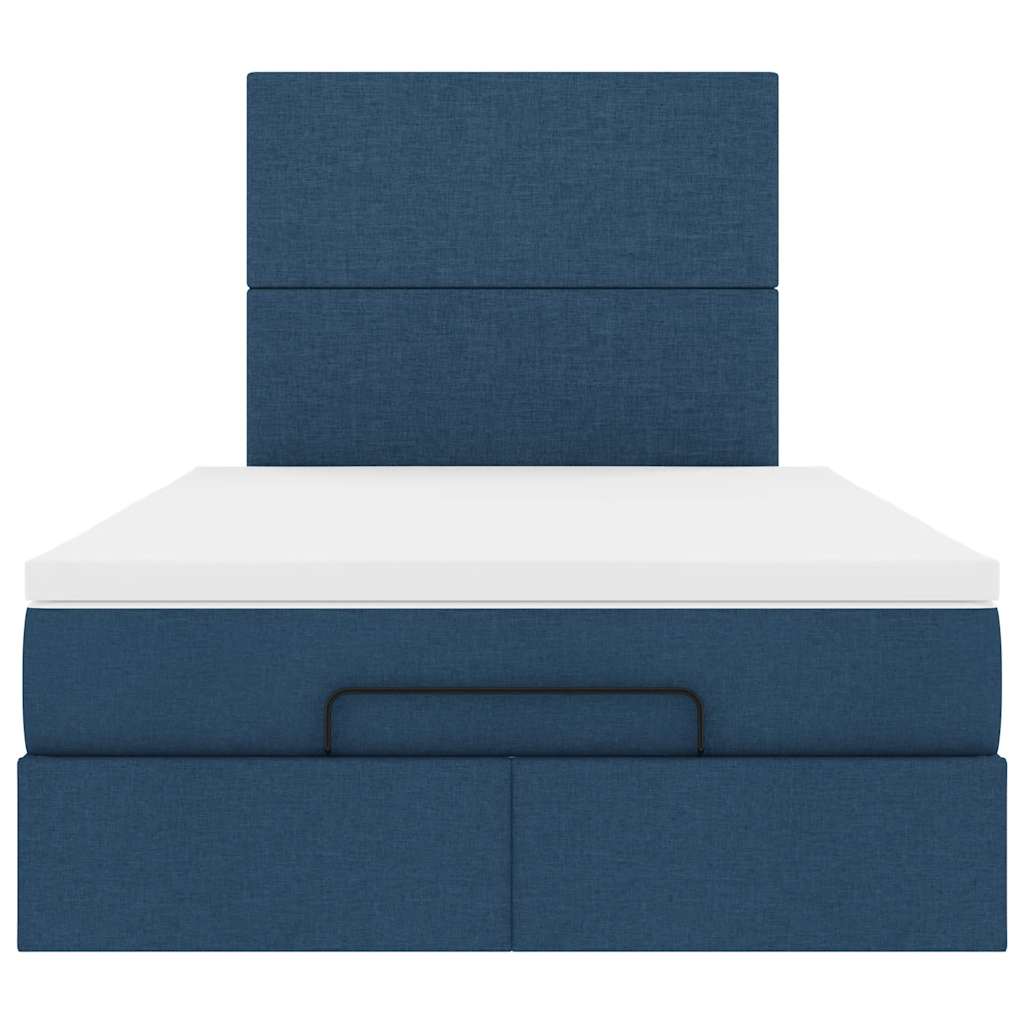 Struttura Letto Pouf con Materasso Blu 120x190 cm in Tessuto