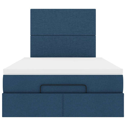 Struttura Letto Pouf con Materasso Blu 120x190 cm in Tessuto