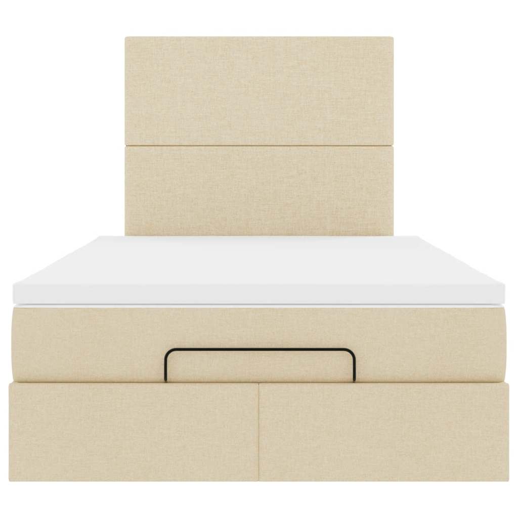 Struttura Letto Pouf con Materasso Crema 120x200 cm in Tessuto | homemem39