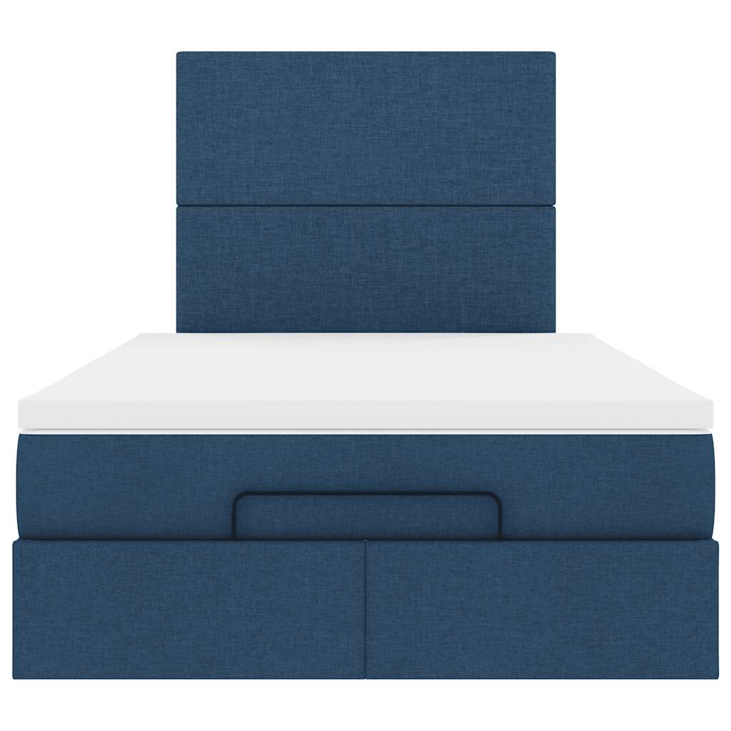 Struttura Letto Pouf con Materasso Blu 120x200 cm in Tessuto | homemem39