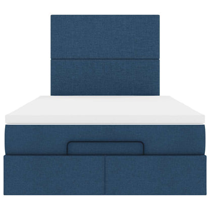 Struttura Letto Pouf con Materasso Blu 120x200 cm in Tessuto | homemem39