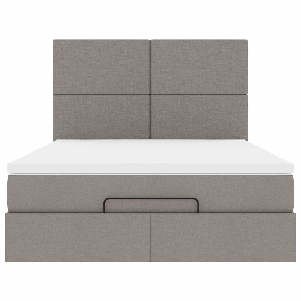 Struttura Letto Pouf con Materasso Tortora 140x190 cm Tessuto | homemem39