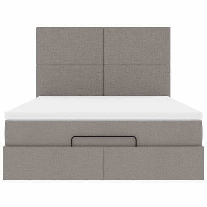 Struttura Letto Pouf con Materasso Tortora 140x190 cm Tessuto | homemem39