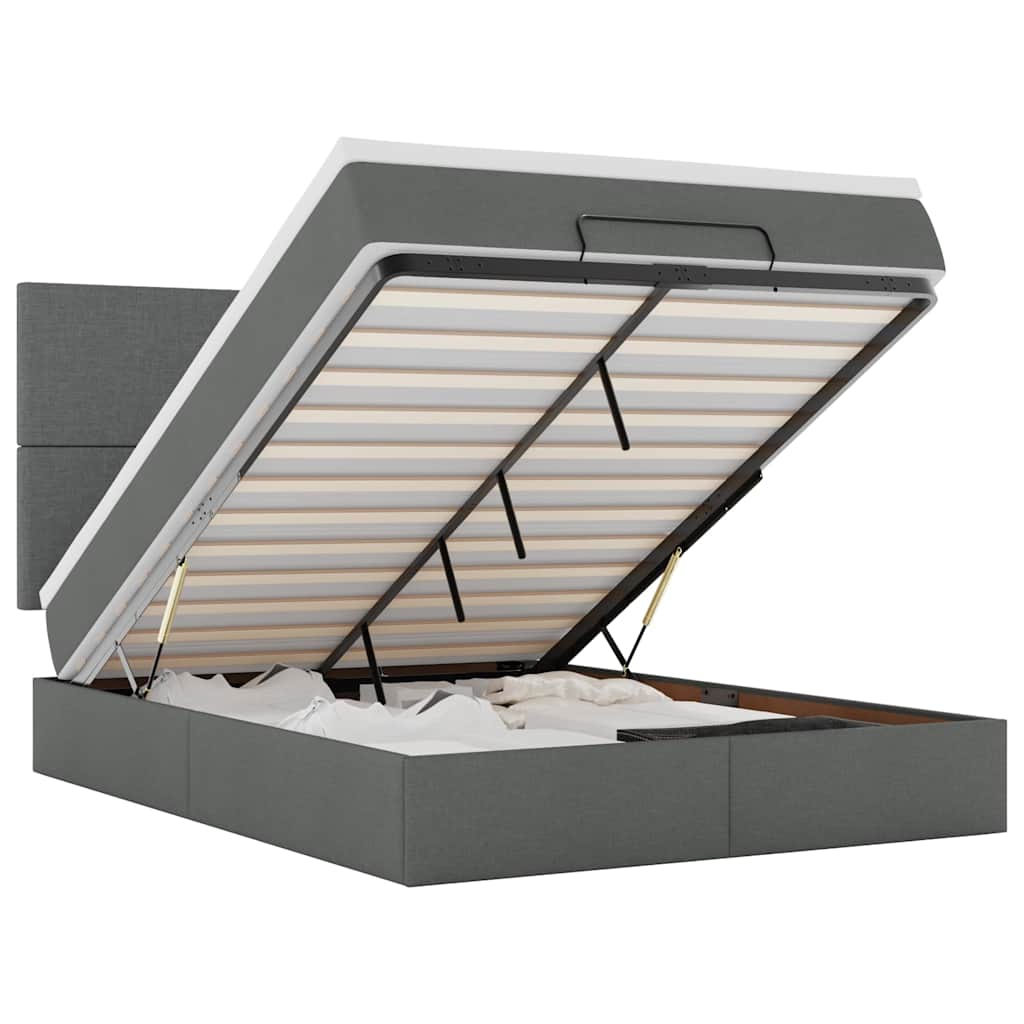 Struttura Letto Pouf con Materasso 140x200 cm in Tessuto - homemem39