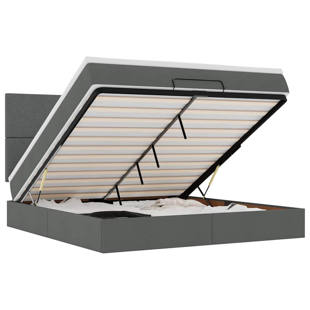 Struttura Letto Pouf con Materasso 180x200 cm in Tessuto - homemem39