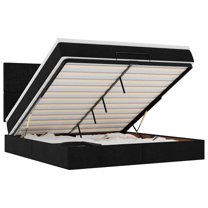 Struttura Letto Pouf con Materasso Nero 180x200 cm in Tessuto - homemem39